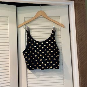 DYI gold and black heart sports bra